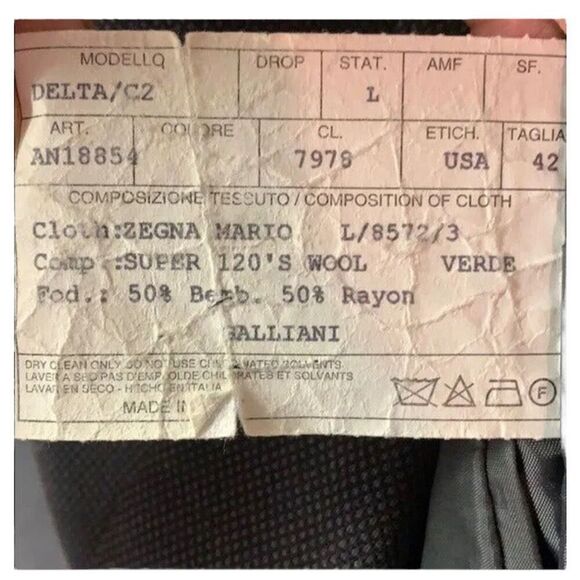 Galliani Sport Coat Super 120s Wool Italy 3-Button Delta Merinos Extra Fine Men‎ - Picture 6 of 7